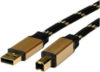 Immagine prodotto di ROLINE 11.02.8805 cavo USB 4,5 m USB 2.0 USB A USB B Nero, Oro