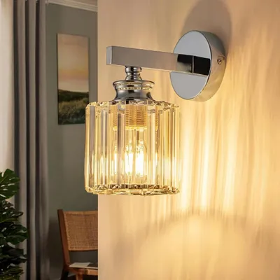 Produktbild von ZMH Wandleuchte Kristall Wandlampe Innen Wandbeleuchtung Wandstrahler Flurlampe Wand E27 für Schlafzimmer Wohnzimmer Flur Treppenhaus Sliber