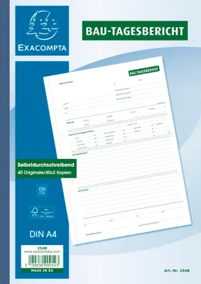 Produktbild von Exacompta Bau-Tagesbericht DIN A4 3x40 Blatt