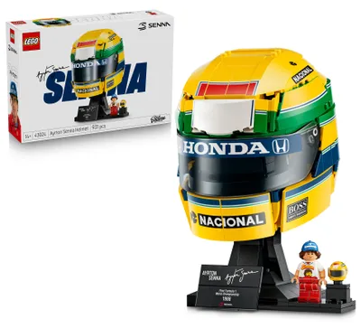 Produktbild von LEGO Editions Ayrton Senna Helm - Formel 1 Fanartikel - Rennhelm Modellbau zum Ausstellen mit Sammelbarer Minifigur - Geschenk für Jungen ab 14 Jahren & Erwachsene Motorsport Fans - 43024