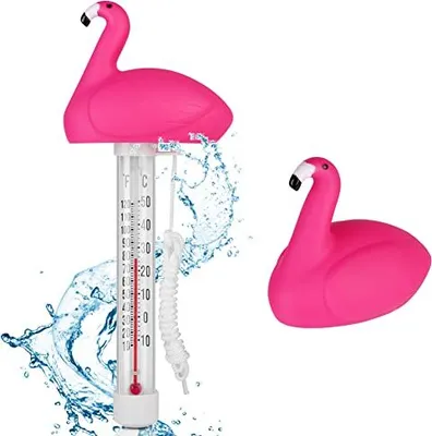 Produktbild von Offcup schwimmendes Pool -Thermometer, Wassertemperatur Thermometer süßer Pool, Whirlpools, Fischteiche & Baby (Flamingo)