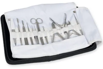 Podologieset, 11-teilig, Edelstahl, schwarz, in Tasche