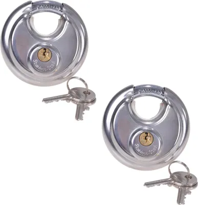Produktbild von 2x Sicherheits-Bügelschloss 70 mm – Vorhängeschloss für Diebstahlsicherung 479g Hängeschloss, schloss Rundschloss