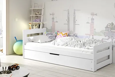 Obrázok produktu pre Detská posteľ s úložným priestorom a matracom 90x200 LYDIE - biela