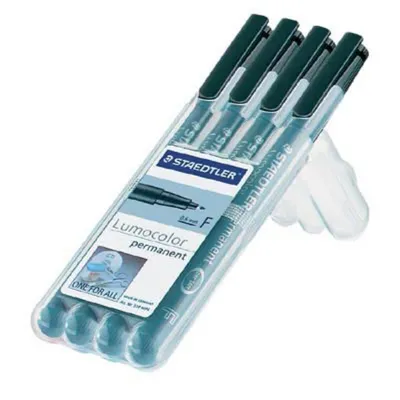 Zdjęcie produktu dla 4 markery foliowe STAEDTLER Lumocolor czarne 0,6 mm permanentne