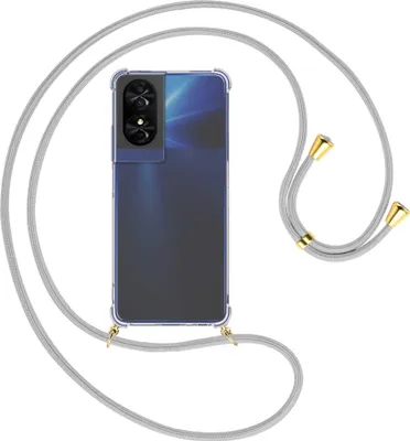 Produktbild von Handykette Backcover-Schutzhülle mit Band (Metall goldfarben) für TCL 50 SE 4G - silbergrau