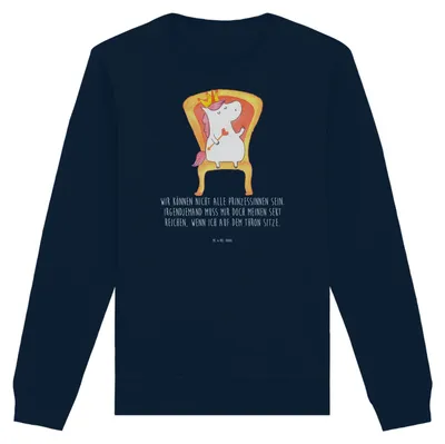 Produktbild von Mr. & Mrs. Panda Baumwoll Pullover Einhorn Prinzessin Größe M - French Navy - Geschenk, Geburtstagsgeschenk, Bio, Pulli, Monat, Sweatshirt, Unicorn, Geburtstag, Sweater