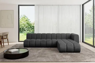 Produktbild von ALTDECOR Modulares Sofa Ecksofa in L-Form - Darnel-L2 - 296x177x70 cm Schwarz - Corner modular Sofa Eckcouch Couch Wohnlandschaft Cauchsofa Bodensofa Polstersofa