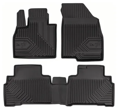 Image de Tapis avant en caoutchouc + tunnel pour Chery Tiggo 8 2024- (SUV) – 3 pièces, noirs, sur mesure