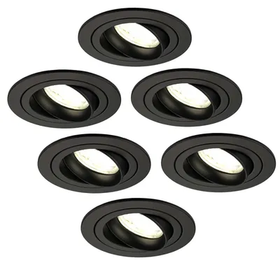Produktbild von Ledvion 6er Set LED Einbaustrahler Rund Schwarz 3W dimmbar tralweiss