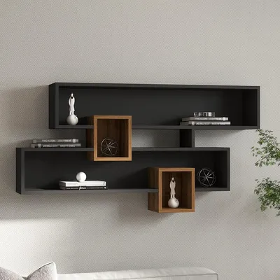 Produktbild von Roddino - Regal, 120x22x75 cm Anthrazitschwarz, 4 Einlegeböden