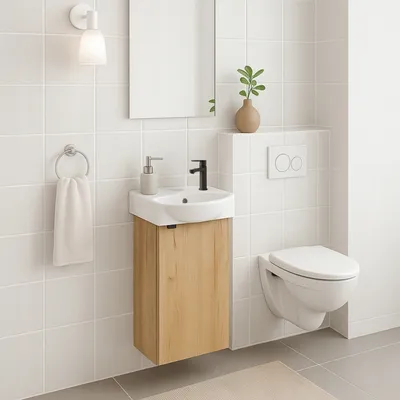 Obrázek produktu pro Koupelnová skříňka s umyvadlem 60x40 cm závěsná dub craft Parma