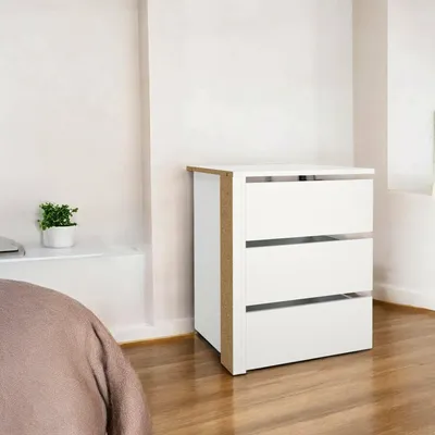 Immagine prodotto di Dmora Cassettiera Giacarta 55.1x57x69.5h cm Bianco, 3 Cassetti Apertura Scorrevole