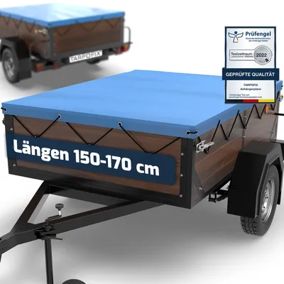 Obrázek produktu pro Tarpofix® plachta na přívěs, 160x120 cm, včetně lana | Plachta na přívěs, plochá plachta z PVC. Zesílená, odolná plachta pro různé typy automobilových přívěsů. Barva: modrá, rozměr: 160 cm