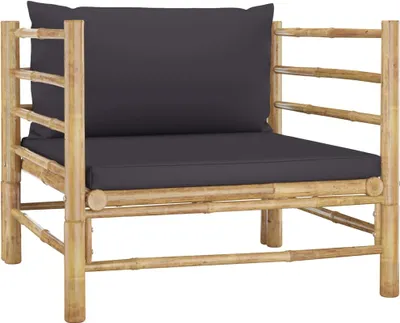 Produktbild von Gartensofa mit Dunkelgrauen Kissen Bambus
