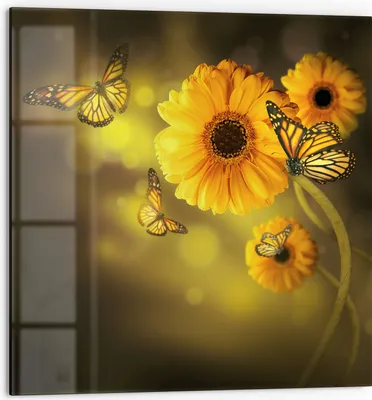 Produktbild von DEQORI Küchenrückwand Glas 60x60 cm 'Frühlingsfreude' Spritzschutz Bad Rückwand Küche