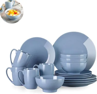 Immagine prodotto di Set di stoviglie - 16 pezzi - per 4 persone - in Vetroceramica - set di piatti - piatti piani - piatti da dessert