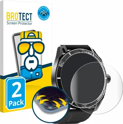 Produktbild von 2x BROTECT Fullscreen Schutzfolie für Yuede Smartwatch 1.43" (rund) Displayschutz Folie Fullcover Klar Transparent