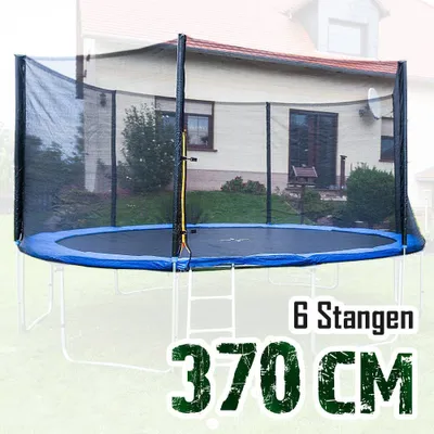 Produktbild von Trampolin-King Sicherheitsnetz für 370cm Trampolin mit 6 Einschüben für Netzpfosten 180cm hoch MS-14465