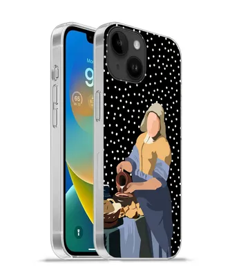 Produktbild von MuchoWow® Handyhülle Schutzhülle Hülle für Apple iPhone 14 - Softcase Alte Meister - Milchmädchen - Polka dots - Schwarz Silikon Softcase Handy Hülle - Mobiltelefonhülle