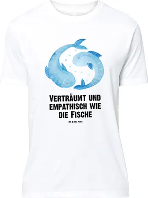 Produktbild von Mr. & Mrs. Panda Größe XL T-Shirt Sternzeichen Fische - Weiß - Geschenk, Tshirt, Fisch, Shirt, Sternbild, Geburtstag Februar, mit Spruch, März