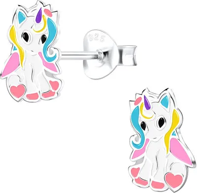 Produktbild von Kinder Ohrringe Silber 925: Einhorn Ohrstecker Rosa