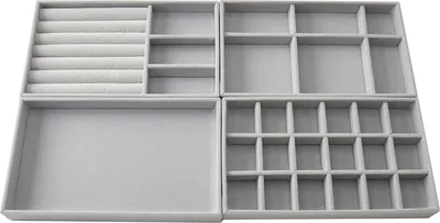 Produktbild von Schmuckorganizer Set - 4 Stück - Grau - Stapelbar
