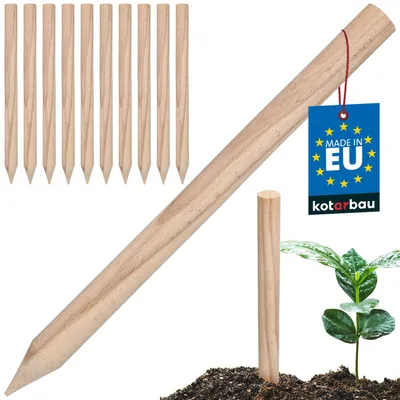 Produktbild von KOTARBAU® 10er Set Pflanzstäbe 40cm Tomaten & Gurken Rankhilfe Tomatenstäbe Holzpfähle Pflanzenstütze rund Baumpfahl aus Buchenholz  Natürlich
