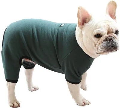 Image de Pyjama doux pour chien, vert foncé, taille L, pour petits chiens