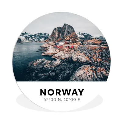 Produktbild von MuchoWow® Rundes Wandbild - Runde Bilder Norwegen - Skandinavien - Bergen - Winter Ø 90 cm Kreis Wanddekoration Kunststoff - Wandkreis - Wandschmuck - Wand-Kreis - Wohnzimmer - Bild - Runde - Wanddeko - Dibond - Kunstdrucke
