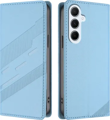 Produktbild von Hülle für Samsung Galaxy A26 5G, Kunstleder Brieftaschen Handyhülle mit Kartenfach und Standfunktion Hellblau