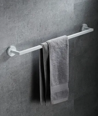 Produktbild von Handtuchhalter aus Messing, mattweiße Oberfläche, inklusive Montagematerial
