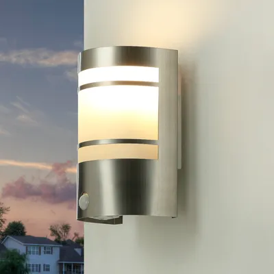 Produktbild von Außenleuchte mit Bewegungsmelder Edelstahl IP44 in Silber Wandlampe außen Eingang