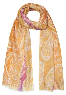 Produktbild von Faera Leicht transparenter Schal Fransen Paisley Aufdruck Streifen Größe One Size