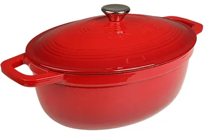 Schmortopf 6L Ø28cm Rot Oval, Gusseisen emailliert, für Induktion/Gas/Ofen