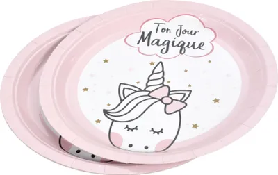 Image de Set de 6 assiettes en carton Licorne magique