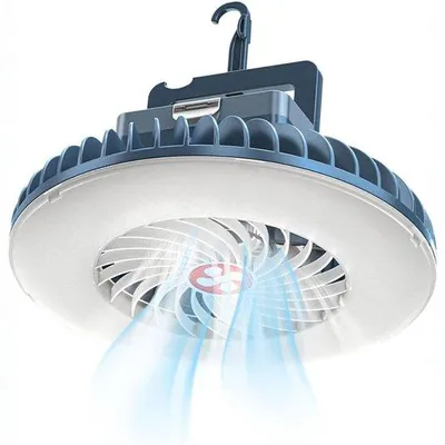 Obrázek produktu pro LED kempingová lampa s ventilátorem – USB – kempingový ventilátor se světlem – venkovní osvětlení pro stany