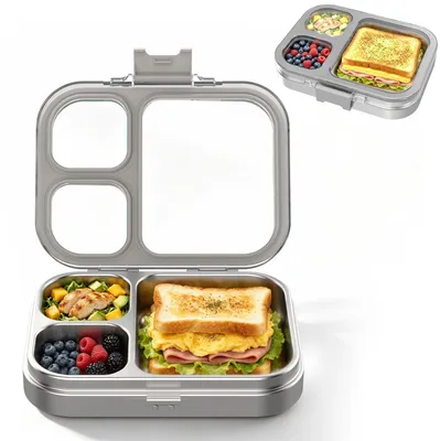 Productafbeelding van Omgoods - RVS Bento Lunch Box met 3 Compartimenten