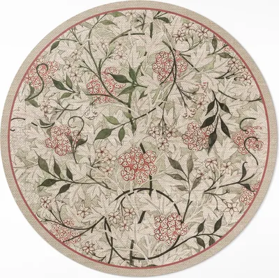 Produktbild von Zarte Boho-Vegetation – Vinyl Fußmatte – Ø 140cm – Rutschfest – Pflegeleicht & Langlebig