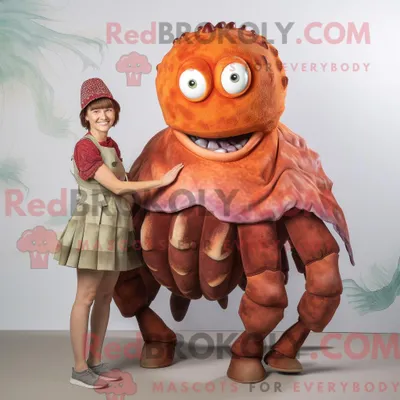 Image de Personnage mascotte REDBROKOLY d un bernard-l ermite rouillé habillé d une robe droite et de ceintures de smoking