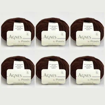 Productafbeelding van 6 bollen Agnes van Permin – Luxe kettinggaren van yak, kasjmier en merinowol (25 gram/110 meter) (14 bruin)