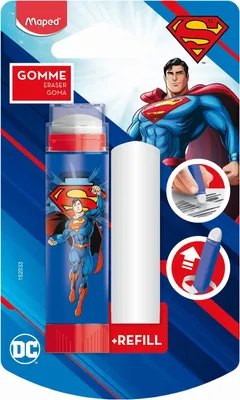 Productafbeelding van Maped 152033, Maped kunststof gum SUPERMAN + reservegum, blisterverpakking