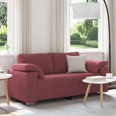 Image de Canapé deux places vidaXL, rouge bordeaux, 180 cm, tissu