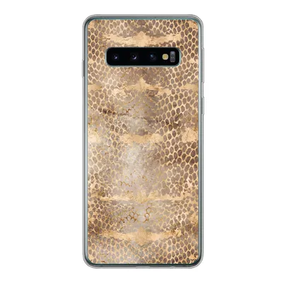 Produktbild von MuchoWow® Handyhülle Schutzhülle Hülle für Samsung Galaxy S10 Schlangendruck - Gold - Braun Silikon Softcase Handy Hülle - Handytasche