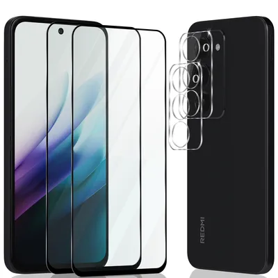 Produktbild von 2-Pack Xiaomi Redmi 15 Displayschutzfolie & 2-Pack Kameraschutz - Gehärtetes Glas 9H - Super Qualität 3D