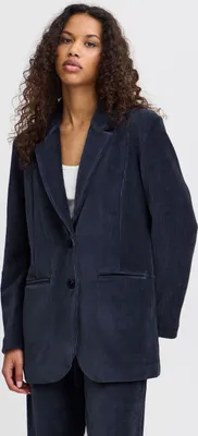 Produktbild von Ichi IHTAMARY Damen Blazer Longblazer Jackenblazer Anzugsjacke mit Reverskragen 2-Knopf-Form V-Ausschnitt Loose fit