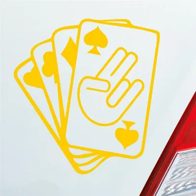 Produktbild von Auto Aufkleber Spielkarten Shocker Poker Tuning 10x10 cm Gelb Sticker Heckscheibenaufkleber
