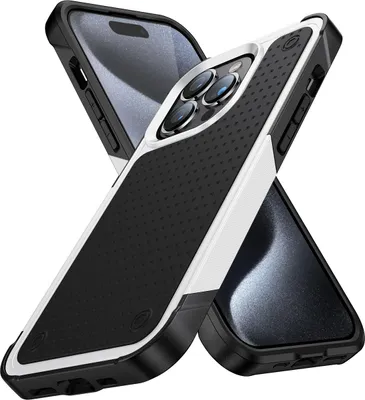 Produktbild von Für iPhone 15 Pro Hülle Militärqualität Stoßfest Hybrid 2 in 1 Hart PC Weich TPU Handyhülle Weiß Schwarz