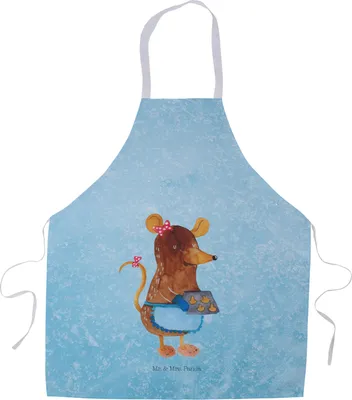 Produktbild von Mr. & Mrs. Panda Schürze Maus Kekse - Eisblau - Geschenk, Kochkleidung, Weihnachten, Küchenschürze, Gastro-Schürze, Weihnachtskekse, Plätzchen, Winter, Backen