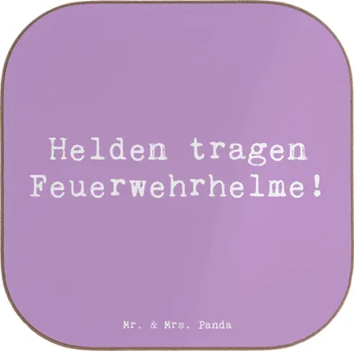 Produktbild von Mr. & Mrs. Panda Untersetzer für Gläser Spruch Feuerwehrmann Helden - Lavendeltraum - Geschenk, gläseruntersetzer, Wertschätzung, Coaster, Tischuntersetzer, Bedanken, Mut